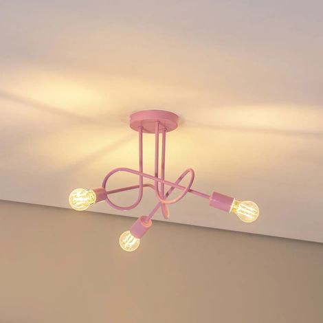 [NEUWERTIG] B-Ware Oxford Deckenleuchte Lampe Hellrosa ø 44 Cm Metall 3 Flammig