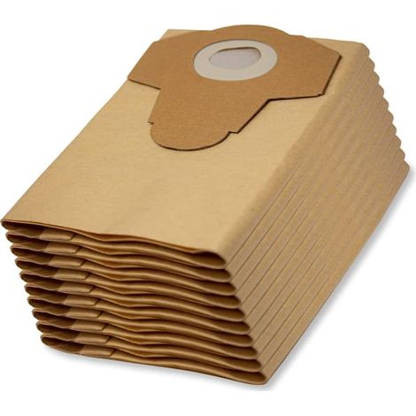 Lot de 10 sacs pour aspirateur Parkside 20L - PNTS 1300 - Marron 906-05 - Pour aspiration eau et poussière