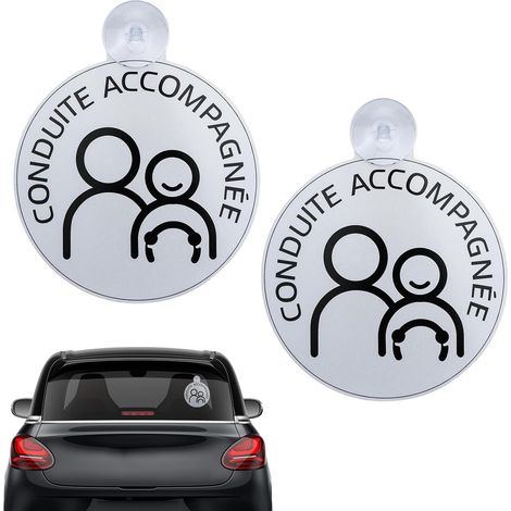 2PCS Conduite Accompagnée Magnetique,Conduite Accompagnée avec Ventouse,Sticker Disque Conduite Accompagnée Autocollant de 15 cm de Diamètre pour Voiture Jeune Conducteur Apprentissage. (1/5)