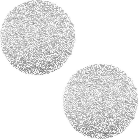 2 pezzi tovaglietta rotonda cava, tovaglietta rotonda isolante argentata, tappetino isolante da tavolo antiscottatura in PVC, per guanti da forno, decorazione da tavolo (argento) (1/4)