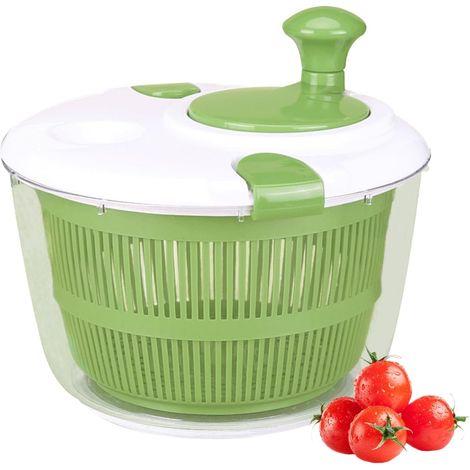 Déshydrateur à salade grand format avec couvercle, capacité de 5 litres, séchoir à légumes manuel avec double poignée de verrouillage, déshydrateur à salade multifonction rapide et facile, séchoir à l (1/5)