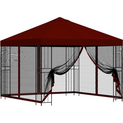 Garden Gazebo with Sidewalls 3 x 3 m Burgundy vidaXL (1/5)