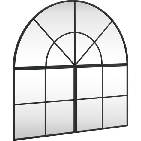 Maison Exclusive - Wandspiegel Schwarz 80x80 cm Gewölbt Eisen