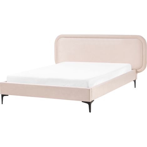Cama moderna con somier de terciopelo beige claro 140 x 200 cm Suzette (1/5)