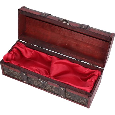 Coffret à vin en bois style rétro européen, motif imprimé, pour bouteilles d'alcool, emballage cadeau (1/5)