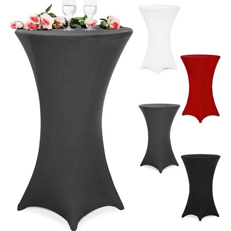 Cocktail table cover anthracite 80cm stretch fabric 210740637