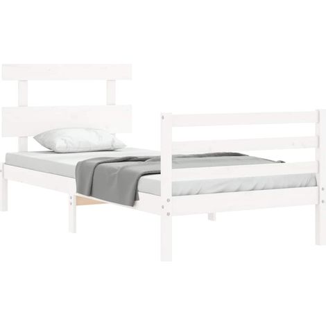Bed Frame without Mattress White 90x200 cm Solid Wood vidaXL (1/4)