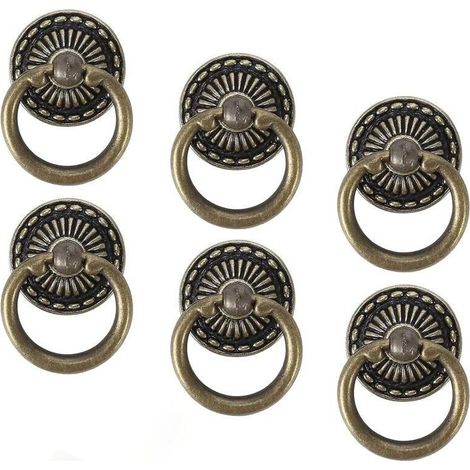 Lntyq 6 Pièces Poignée Meuble Vintage Boutons de Tiroir Vintage Porte de Placard Boutons, Commode Ancien Poignet Antique Rétro Tiroir Alliage de Zinc Bronze Poignee de Meuble Vintage pour Cuisine Arm (1/5)