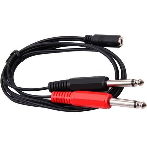 Câble adaptateur femelle 3,5 mm vers 2x6,35 mm mâle, câble de conversion jack auxiliaire audio mono TRS mâle 3,5 mm vers 6,35 mm, multicolore. (1/5)