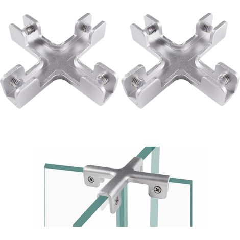 Stück 11,5-mm-Glasklemmen, Glasclips aus Aluminiumlegierung, verstellbare Glasklemmhalterungen, Glasbefestigungsclips, für 8–10 mm dickes Glas, Kreuzform (1/5)