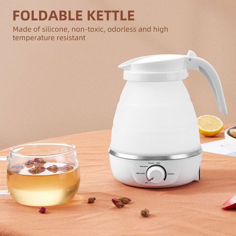 Bouilloire pliable 0,6 L Voyage Silicone Base en acier inoxydable Camping 5 modes Réglage de la température pour l'ébullition Café Thé Garder le lait de bébé au chaud (1/5)