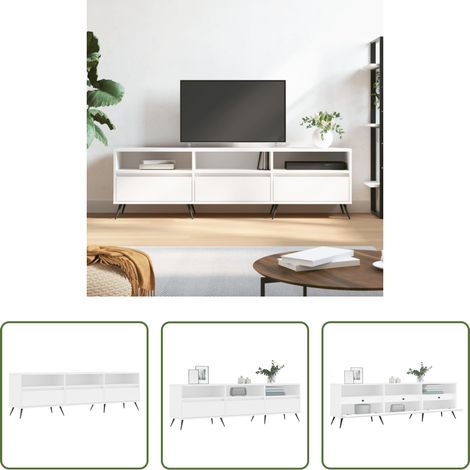 vidaXL Meuble tv bois - Meuble TV blanc 150x30x44,5 cm bois d'ingénierie (1/5)