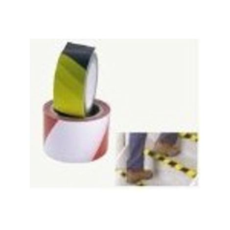 Viva Nastro Adesivo Segnaletico di Sicurezza in PVC Rosso/Bianco 50 mm x 25 m