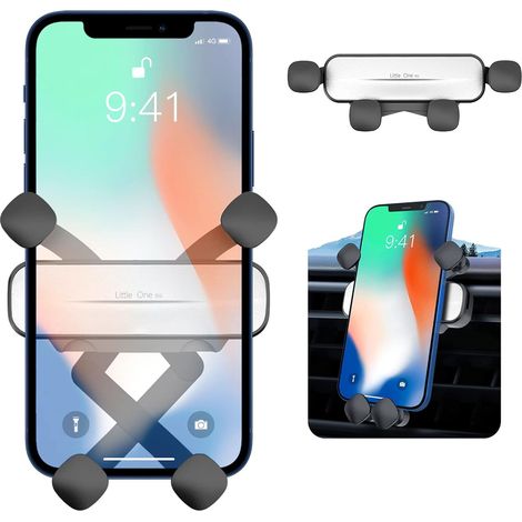 Support de téléphone de voiture Ventilation de voiture Support de gravité de téléphone portable Support de voiture super anti-tremblement Support de ventilation rotatif à 360 ° Argent 1 pièce MNS (1/4)