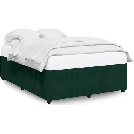 Lit double Lit adulte Cadre de lit sans matelas vert foncé 140x190 cm velours (1/5)