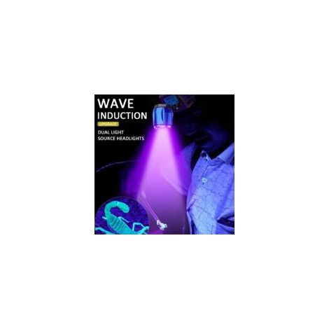 Linterna frontal LED UV T6 ultra potente de 85.000 lm con sensor de zoom, recargable por USB, luz UV/blanca. Envío gratuito. - Crezuo