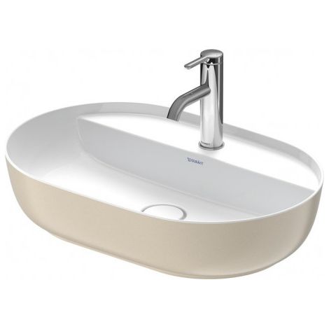 Duravit Luv lavabo 60x40cm, sans trop-plein, avec trou de coulée banc, 1 trou de coulée, poncé, couleur extérieure sable mat soyeux mat, Coloris: Blanc - 0380602100