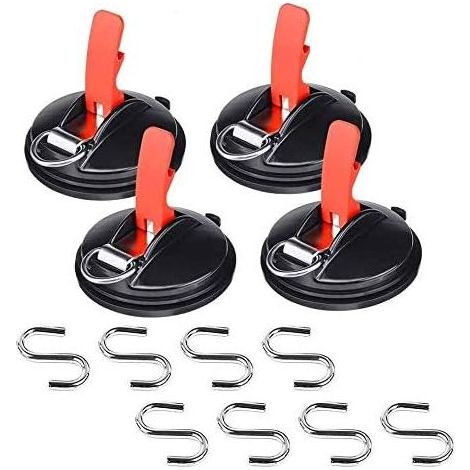 Lot de 4 ventouses de voiture avec 8 crochets en S ventouses multifonctions outil d'ancrage de voiture housses de bagages tendeurs de voiture (1/5)