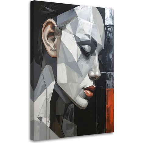 Stampe su Tela, Astrattismo Ritratto di donna grigio, 40x60 (1/5)