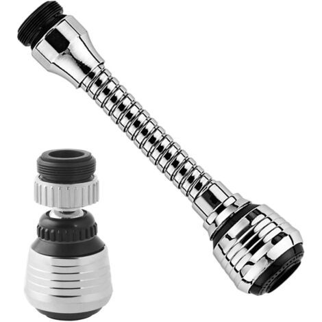 Set aus 2 rotierenden Wasserhahn-Diffusoren zur Wassereinsparung für Küchen- und Badezimmerarmaturen, kompatibel mit langen und kurzen Modellen, Zubehör für Wasserhahn-Duschköpfe (1/4)
