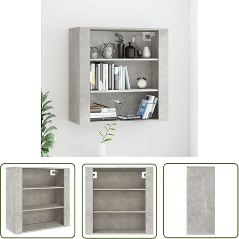 The Living Store Wandschrank Betongrau 80x33x80 cm Holzwerkstoff - Beton Grau - Wandschrank - Regal - Aufbewahrung - Wohnzimmer (1/5)