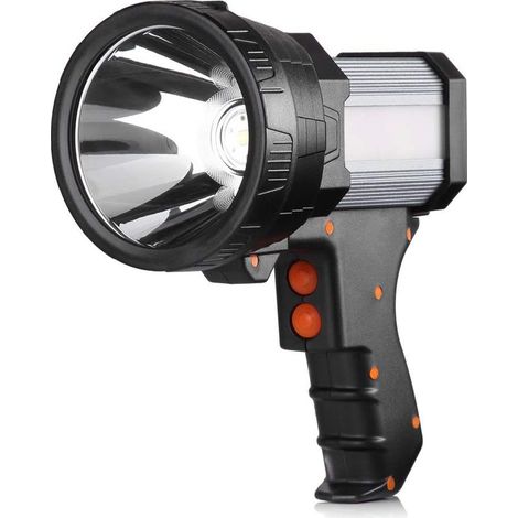 Projecteur rechargeable, lampe torche portable de grande taille (10 000 lumens), lampe torche légère et ultra-lumineuse. (1/4)