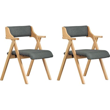 SoBuy  2 chaises pliantes grises  Fauteuil pliable en hêtre  Siège escamotable pour salon  62×56×78 cm  Capacité de charge 120 kg  FST98-SGX2