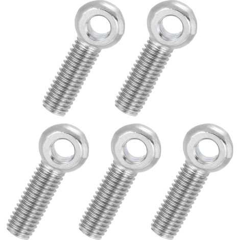 5 Pcs Boulon à Œil M8x35mm Boulon à Œillet de Levage pour Balancement d'Épaule, Vis Filetage Complet en Acier Inoxydable 304, Filetage Métrique Trou Coulissant, Couleur Argentée (1/5)