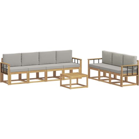 Outdoor-Sofagarnitur 8 stk. 7-Sitzer Weiß und Hellgrau vidaXL (1/5)