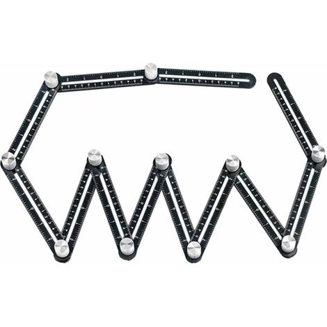 Rapporteur d'angles à 12 pans en alliage d'aluminium - Rapporteur multi-angles - Règle pliante - Outil de positionnement d'angles pour brique, carrelage et bois (1/4)