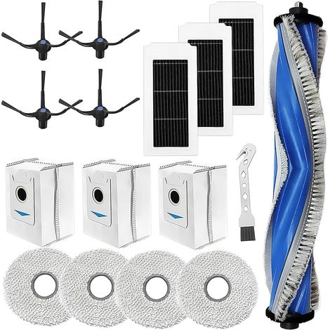 FOREHILL Accessoires pour ECOVACS DEEBOT X5 Omni / X5 Pro Robot aspirateur pice de Rechange, Brosses Rouleau + 4 Chiffon + 3 Sac poussire + 4 brosses latrales + 3 filtres (1/5)
