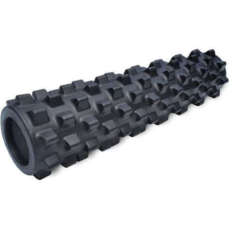 Rullo massaggiante estensibile per il rilassamento muscolare da 45 cm, asta in schiuma per fitness e benessere, robusta colonna yoga in EVA con design a dente di lupo, 45 cm, nero resistente (1/4)