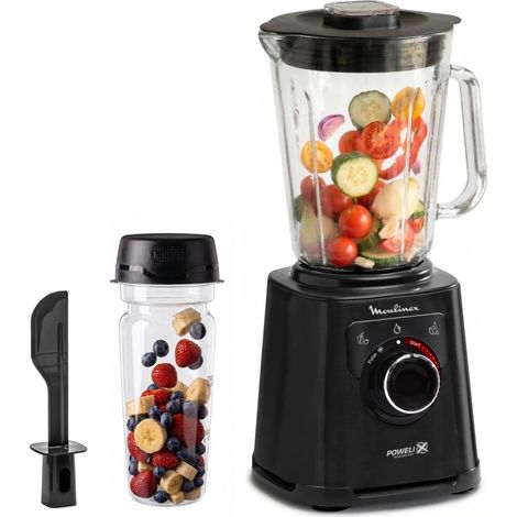 Blender Haute Vitesse Noir 1200W Bol Verre 2 L (1/5)