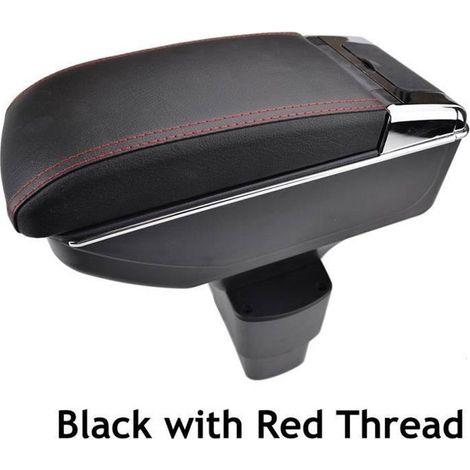 Accoudoir De Console Centrale En Cuir Noir avec double couches Spécifique pour Nissan NV200 Evalia 2010-2017(avec coutures rouges) (1/4)