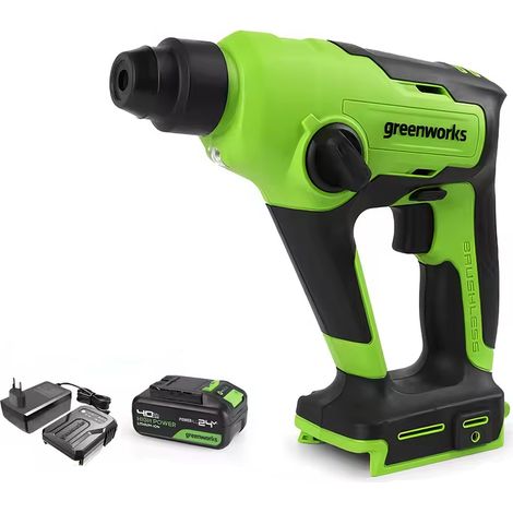 Greenworks Accuboormachine 24V - 400 Nm Max - BorstelmotorPerceuse à batterie Greenworks 24V - 400 Nm max - Moteur sans balais - 2 vitesses - 1 batterie + chargeur rapide