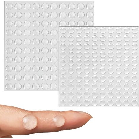 Lot de 200 patins adhésifs transparents en silicone, patins de protection/patins en silicone pour la protection murale, isolation acoustique des portes de meubles, armoires, tiroirs (2 tailles)