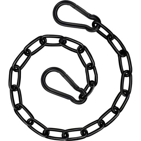 Chaîne en acier noir lourd avec 2 mousquetons, chaîne en acier inoxydable de 40 cm, chaîne à maillons de 3 mm, chaîne d'extension solide pour fauteuil suspendu, portails de clôture (1/5)