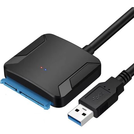 Adaptateur USB 3.0 vers SATA, convertisseur/adaptateur de pilote pour disque dur/SSD 2,5"/3,5" SATA avec adaptateur secteur 12 V/2 A (1/5)