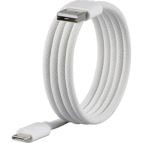 Renkforce USB-Kabel  USB 2.0 USB-C® Stecker, USB-A Stecker 1.00 m Weiß mit magnetischer Aufwicklung, (1/5)