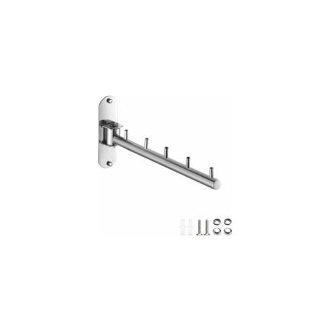 Einteilige, klappbare Wandgarderobe aus Edelstahl mit Schwenkarm. (1/5)