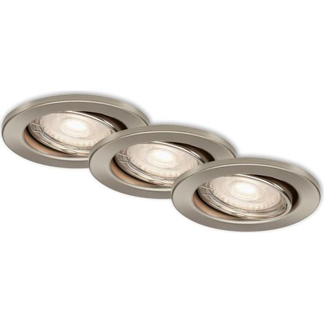 LED Einbauleuchten 3er Set schwenkbar 3000K 4,8W matt-nickel Ø8,2cm Briloner