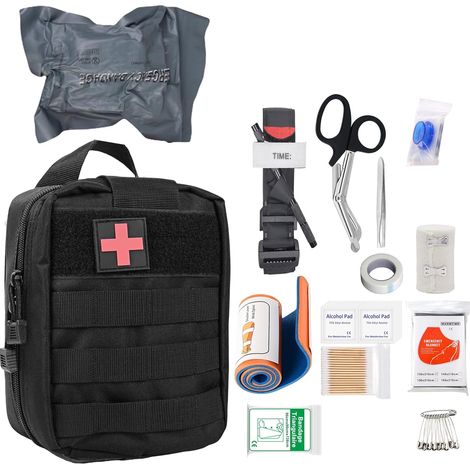 Kit de premiers secours en plein air, 46 pièces, kit de premiers secours militaire, sac tactique médical, équipement de survie, sac de premiers secours pour l'extérieur, la maison, la voiture, le (1/5)