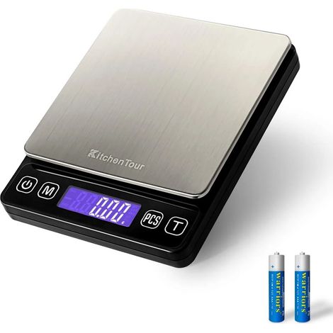 Balance de cuisine numérique haute précision 500 g/0,01 g – Écran LCD, plateau en acier inoxydable, accessoire de cuisine pour la pâtisserie et le barbecue.