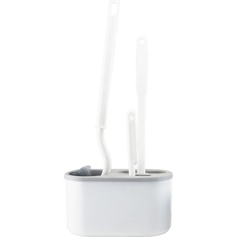 Set mit 4 weißen Toilettenbürsten, Wandhalterung ohne Bohren, inklusive 3 Ersatzbürsten fürs Badezimmer (1/5)