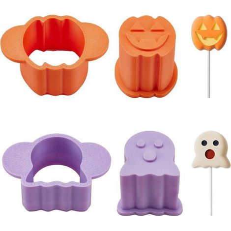 Moule À Cake Pops - Citrouille Et Fantôme 3D - Pour Desserts Halloween - Lot De 2 (1/5)