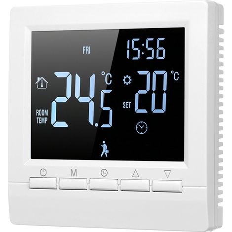 Intelligenter programmierbarer Thermostat mit wöchentlicher LCD-Anzeige, für elektrische Fußbodenheizung, ideal für Zuhause, Schule, Büro oder Hotel (16 A). (1/5)