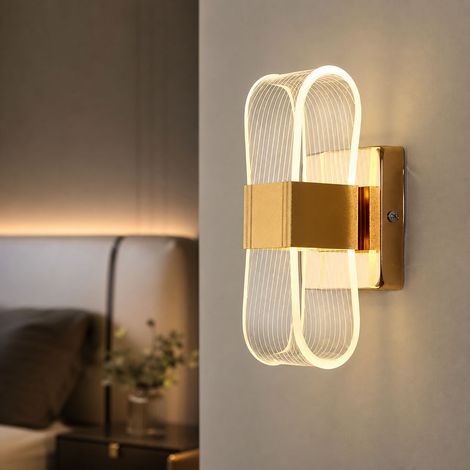 Applique murale LED 12W design créatif cristal K9 et acrylique, éclairage 3 couleurs réglable par interrupteur mural, métal laqué (1/5)