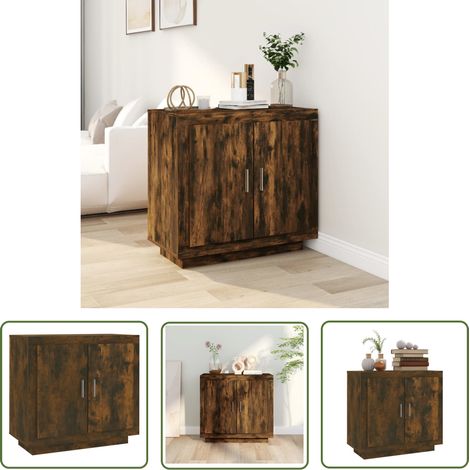 The Living Store Sideboard Räuchereiche 80x40x75 cm Holzwerkstoff - Sideboard - Wohnzimmermöbel - Holzmöbel - Regal - TV-Stand (1/5)