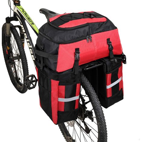 Sacoches de vélo 3 en 1 étanches avec porte-bagages arrière et housse de pluie-AquaForge