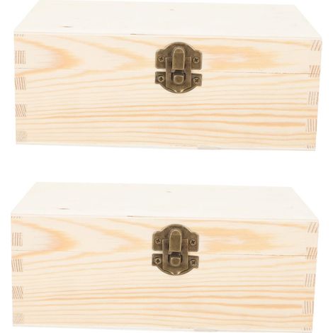 2pièces Boîte Bois Brut Style Graffiti Lot pour Rangement DIY Décorable avec Stylo Feutre Aquarelle Fermoir Facile Manipulation (1/5)